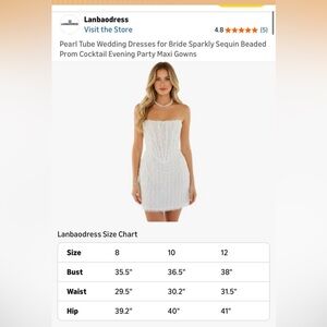 White Strapless Beaded Mini Dress